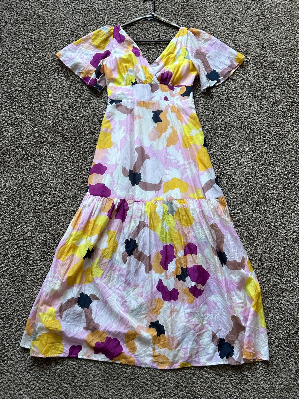 Maeve Anthropologie Watercolor Floral Tiered Maxi Dress Women’s Size 6